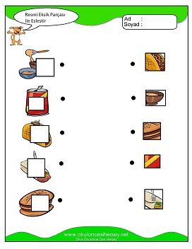 Resmi Eksik Parçası İle Eşleştir Çalışma Sayfaları